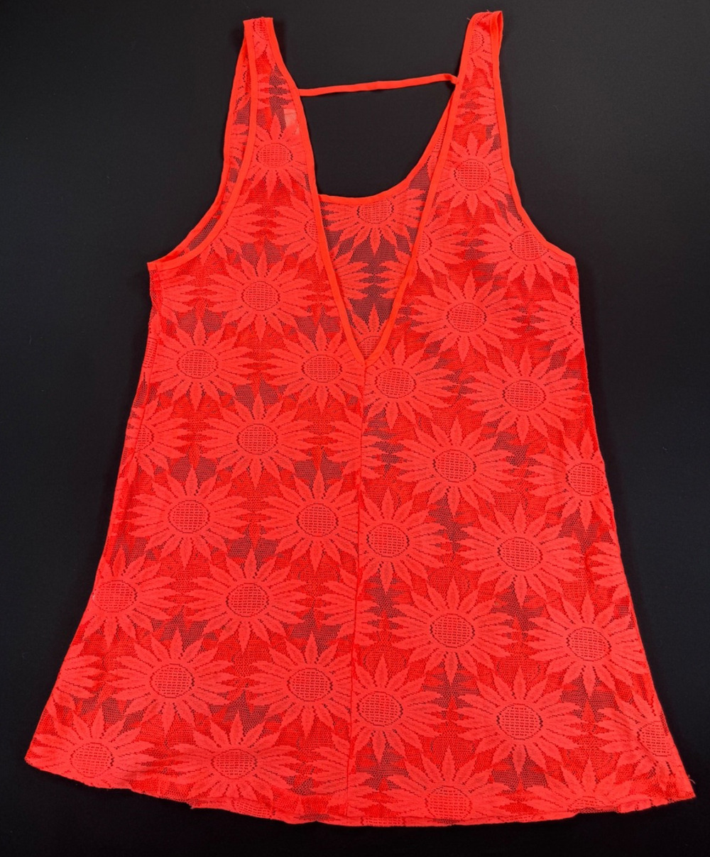 Francesca's Beach Cover Up / Dress in Neon Orange Sunflowers (Women's S/M)